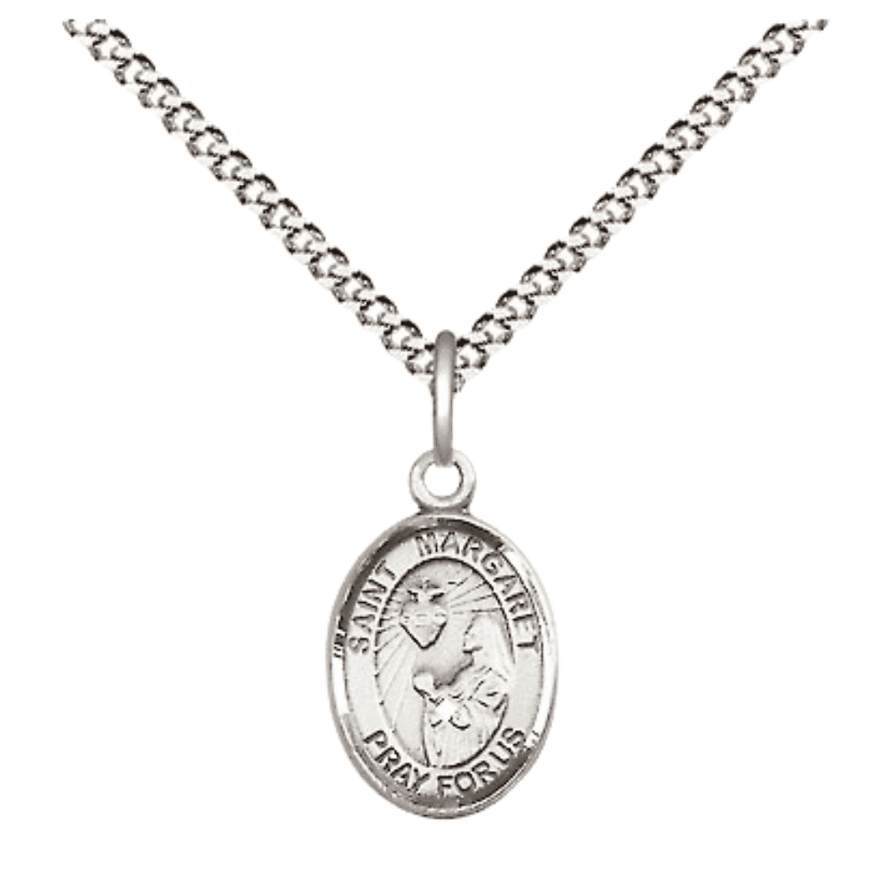 .925 Sterling Silver Saint Margaret Mary Alacoque Medal Pendant on 18 ...