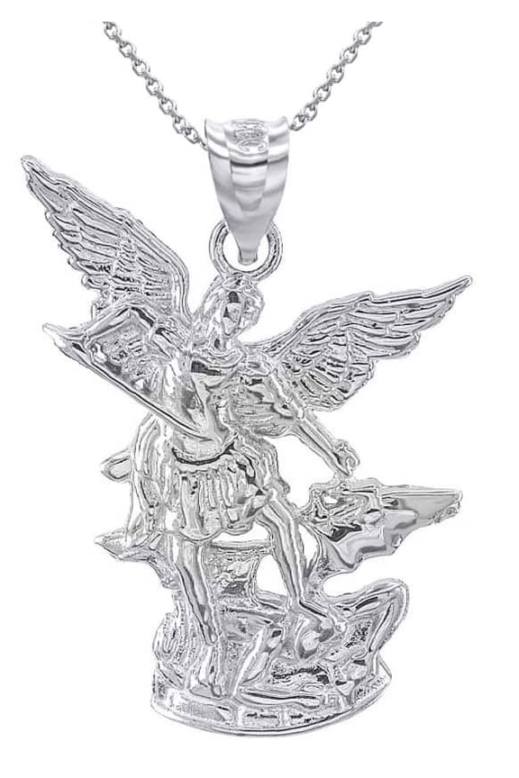 925 Sterling Silver Saint Michael Pendant Necklace (Pendant with 22" chain)