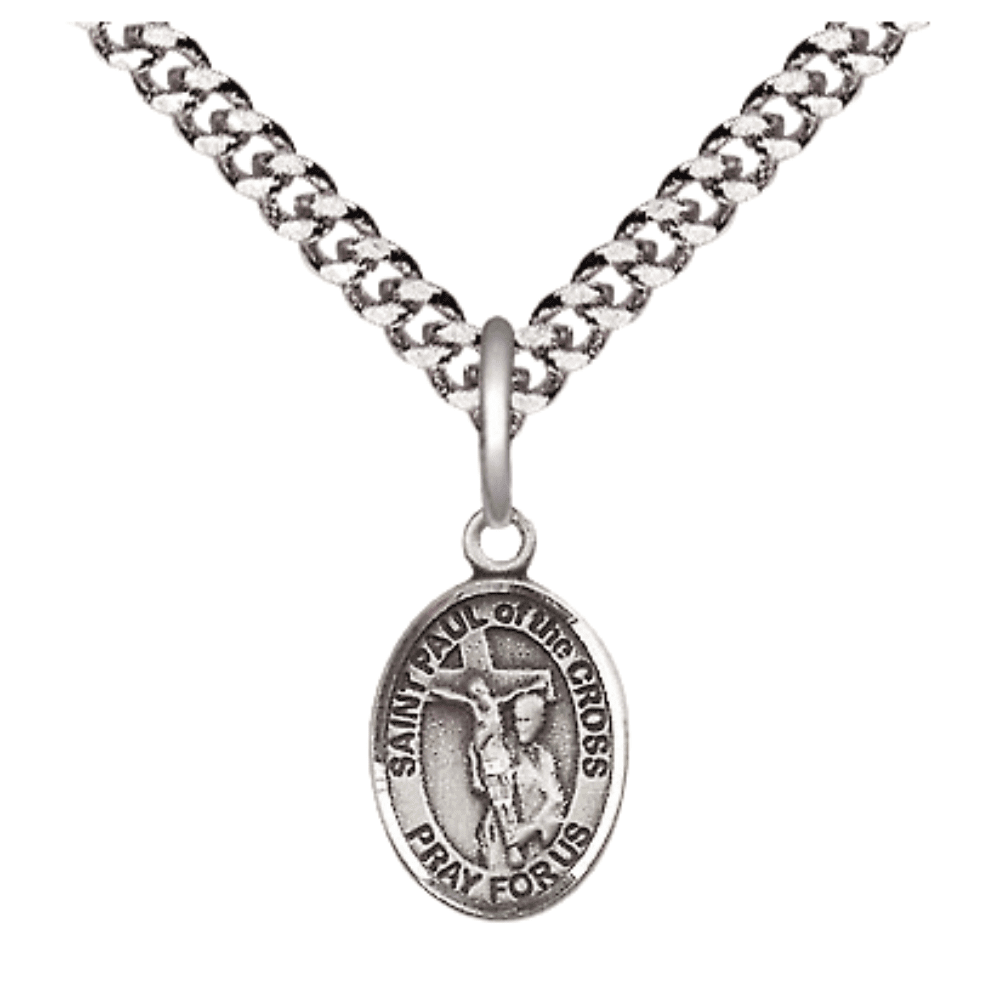 .925 Sterling Silver Saint Paul of the Cross Medal Pendant on 24 Inch ...