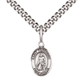 thumbnail image 1 of Small .925 Sterling Silver Saint Peregrine Laziosi Medal Pendant on 24 Inch Endless Rhodium Plated Heavy Curb Brass Chain, Catholic Religious Necklace -Made in USA- Deluxe Velvet Gift Box, 1 of 6