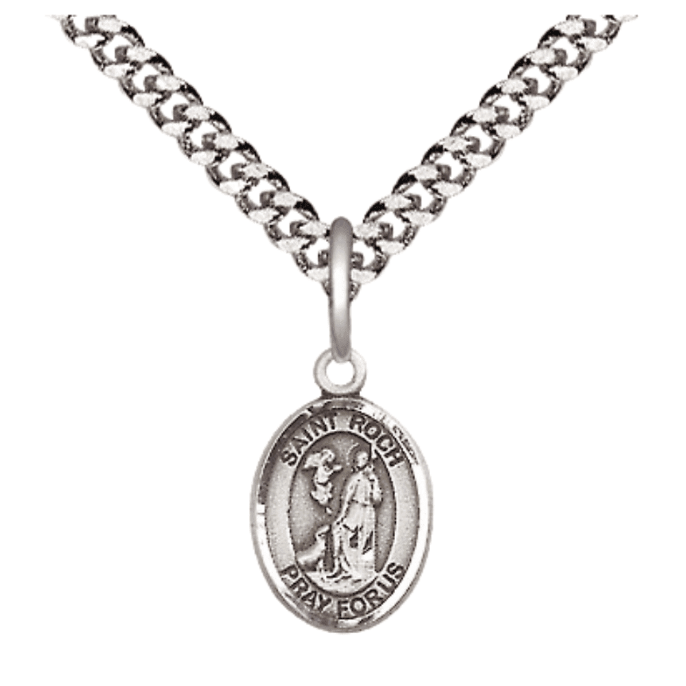 .925 Sterling Silver Saint Roch Medal Pendant on 24 Inch Endless ...