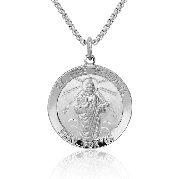 925 Sterling Silver San Judas Tadeo St Jude Patron Saint Thaddeus Medal Necklace Chain Pendant Charm
