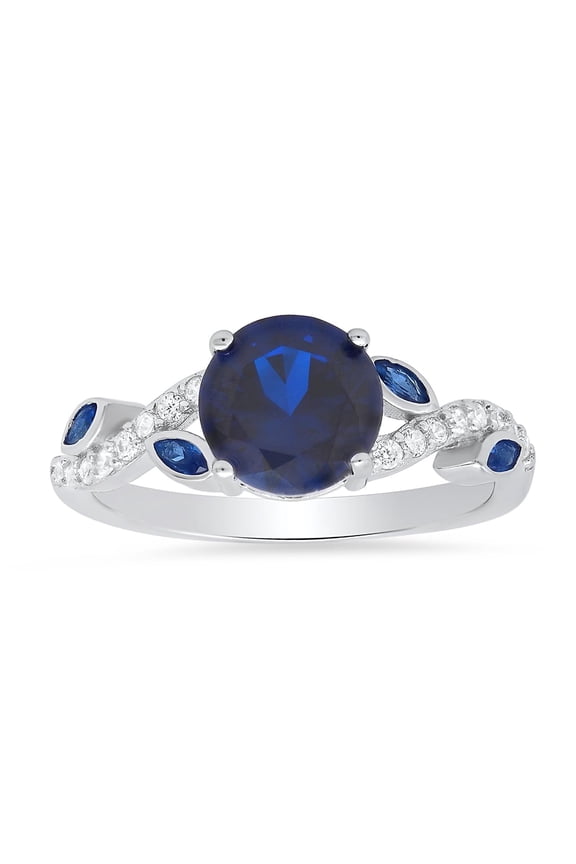 925 Sterling Silver Sapphire Cubic Zirconia Ring | Engagement Ring, Wedding Rings for Women