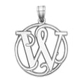 thumbnail image 1 of 925 Sterling Silver Satin Back Fancy Script Letter Name Personalized Monogram Initial W Charm Pendant Necklace for Women, 1 of 2