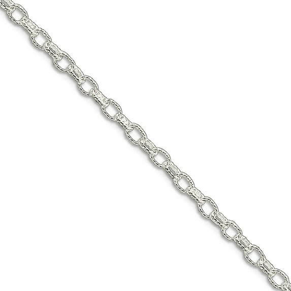 925 Sterling Silver Satin Hollow 3.5mm Fancy Rolo Chain Bracelet 7 Inch Lobster Claw Link-Bracelet for Women and Men