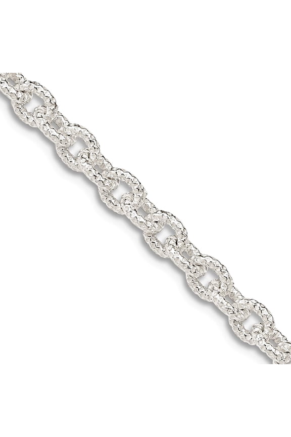 925 Sterling Silver Satin Patterned 3.5mm Fancy Rolo Chain Necklace 16 Inch Lobster Claw Chain Necklace for Women and Me