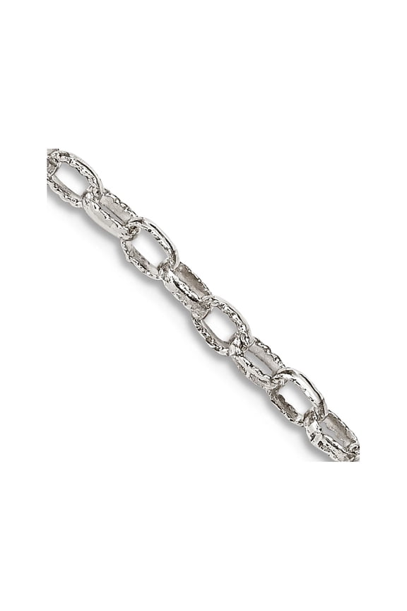 925 Sterling Silver Satin Polished Patterned 3mm Fancy Rolo Chain Necklace 16 Inch Lobster Claw Chain Necklace for Women