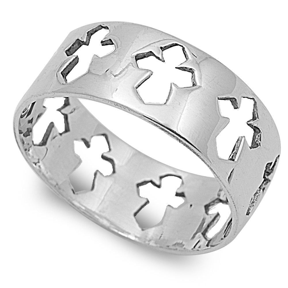 925 Sterling Silver Savior Cross Ring Size 10