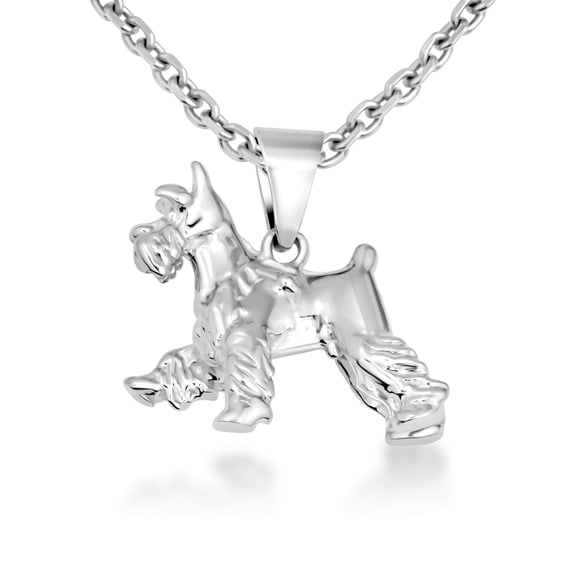 925 Sterling Silver Schnauzer Dog Pendant Necklace with 18" Chain