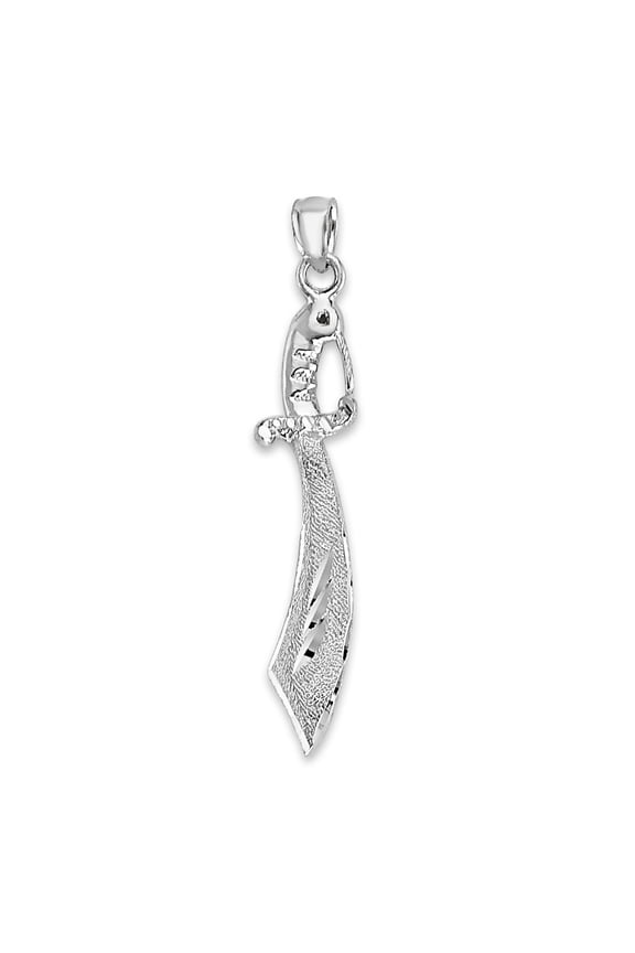 925 Sterling Silver Scimitar Sword Pendant for Necklace, Pirate Sword Jewelry, Good Luck Gifts for Him or Her