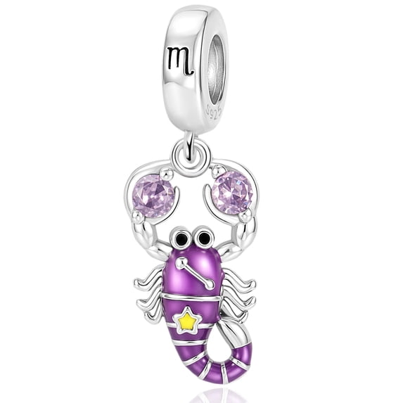 925 Sterling Silver Scorpio Zodiac Dangle Charm for Bracelet Charms Bangle Pendant Jewelry