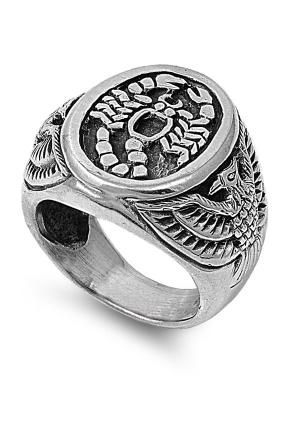 925 Sterling Silver Scorpion King Coat of Arms Ring Size 12