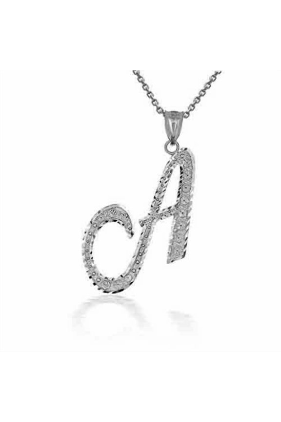 .925 Sterling Silver Script Cursive Initial "A-Z" (Pendant)