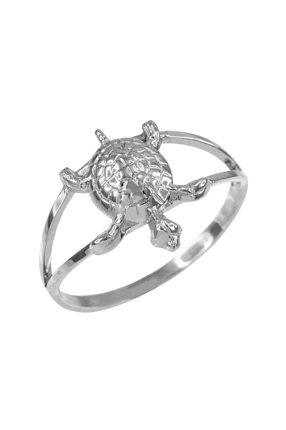 925 Sterling Silver Sea Turtle Ring (Size 8)