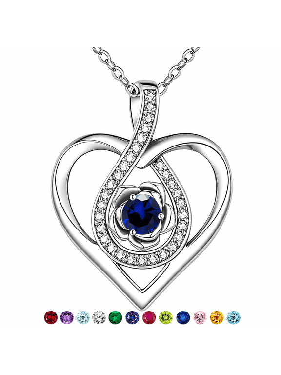 Dainty 925 Sterling Silver September Birthstone Necklace for Women, Birthday Valentines Jewelry Gifts for Mom/Wife/Girlfriend