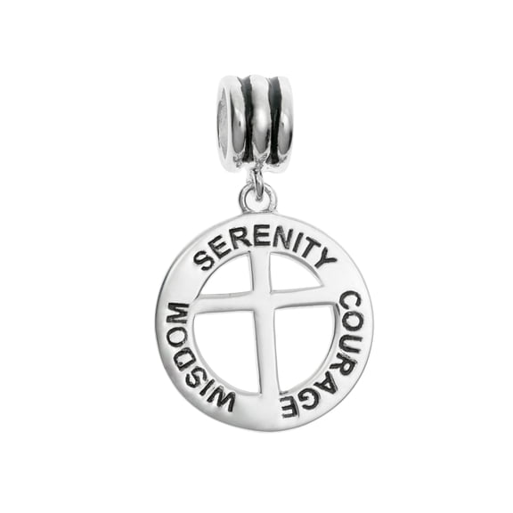 Queenberry 925 Sterling Silver Serenity Courage Wisdom Christ Cross European Style Dangle Bead