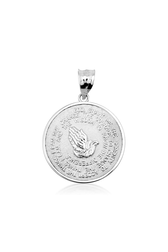 925 Sterling Silver Serenity Prayer Medallion Necklace SMALL (18 Inches)