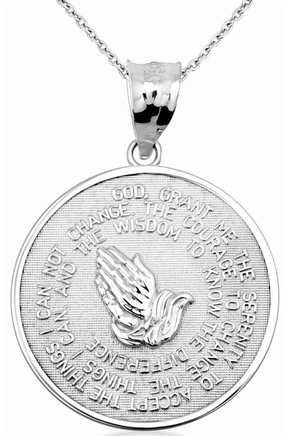 .925 Sterling Silver Serenity Prayer Medallion Necklace (Small Pendant with 18" chain)