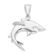 925 Sterling Silver Shark Pendant - Ocean Jewelry, Surf Necklace, Beach Gifts for Men & Women