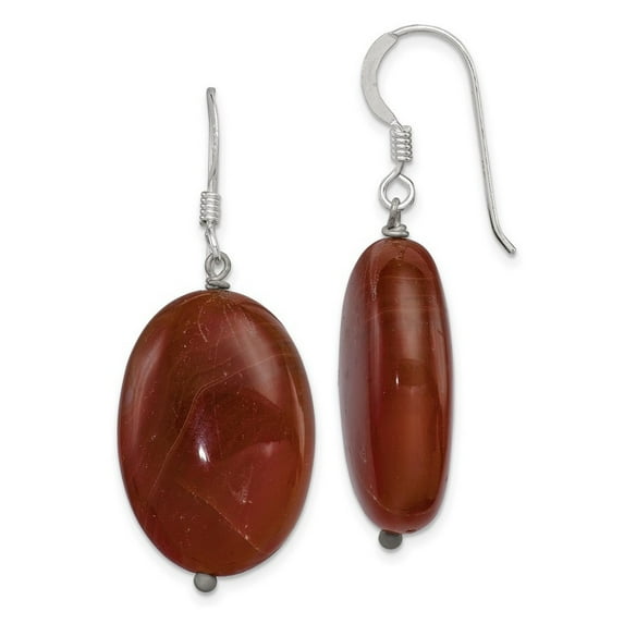 925 Sterling Silver Shepherd hook Brown SardSimulated Onyx Long Drop Dangle Earrings 40x18mm-Dangle Earring for Women