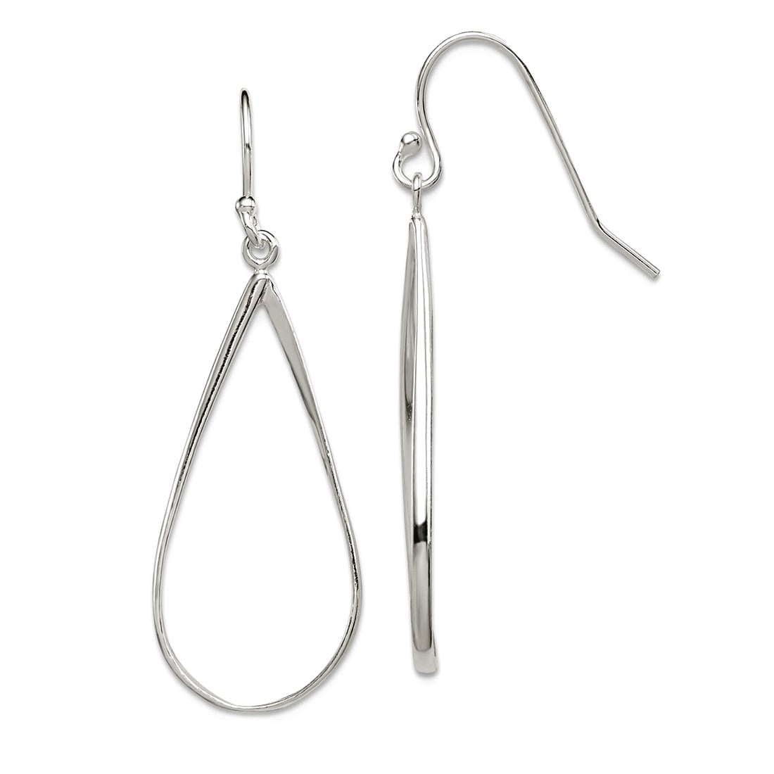 925 Sterling Silver Shepherd hook Polished Teardrop Dangle Earrings 41x15mm Wide Dangle Earring for Women