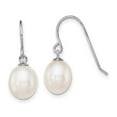 thumbnail image 1 of 925 Sterling Silver Shepherd hook White 8 9mm Freshwater Cultured Pearl Dangle Earrings Measures 22mm long - Dangle Earr, 1 of 2