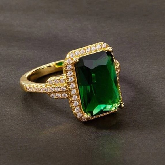 925 Sterling Silver Shining Square emerald ring Wedding ring Engagement ring Ring Emerald cut rings Diamond Rings Women jewelry rings statement