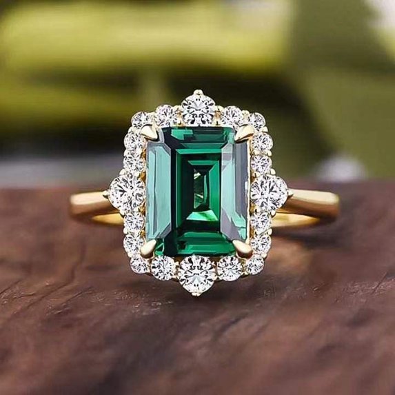 925 Sterling Silver Shiny Emerald Square Cubic Zirconia Rings Diamond Rings for Women Jewelry Findings Earring Backs Findings