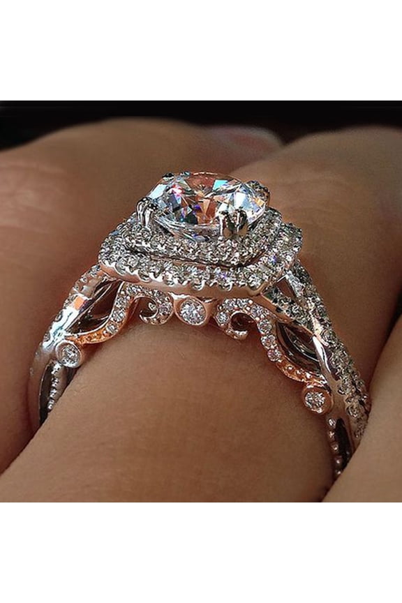 925 Sterling Silver Shiny Full Diamond Gemstone Ring Cubic Zirconia Rings  Diamond Multi Row Ring Eternity Engagement Wedding Band Ring for Women