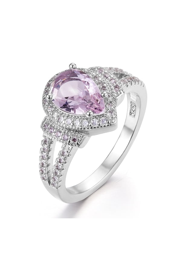 925 Sterling Silver Shiny Water Drop Shape Cubic Zirconia Rings Pink Heart Diamond Ring for Women Jewelry Findings Earring Backs Findings