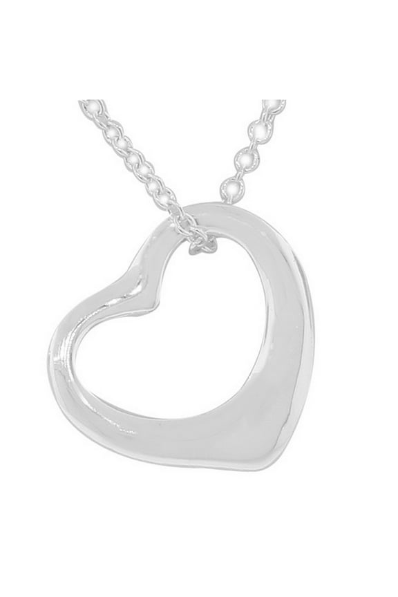 925 Sterling Silver Side Open Heart Love Charm Pendant Necklace