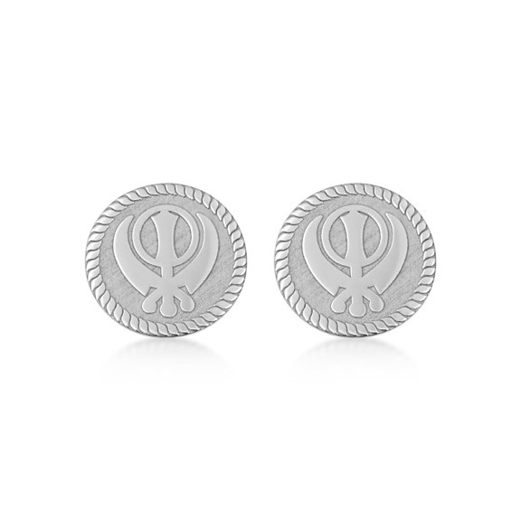 .925 Sterling Silver Sikh Khanda Double Edged Sword Cufflinks