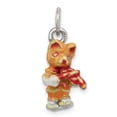 thumbnail image 1 of 925 Sterling Silver Silver Enamel Cat Playing the Violin Charm Pendant, 1 of 5