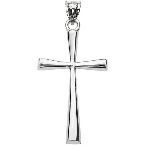 .925 Sterling Silver Simple Classic Flared Cross Pendant - 1.5" (Large)