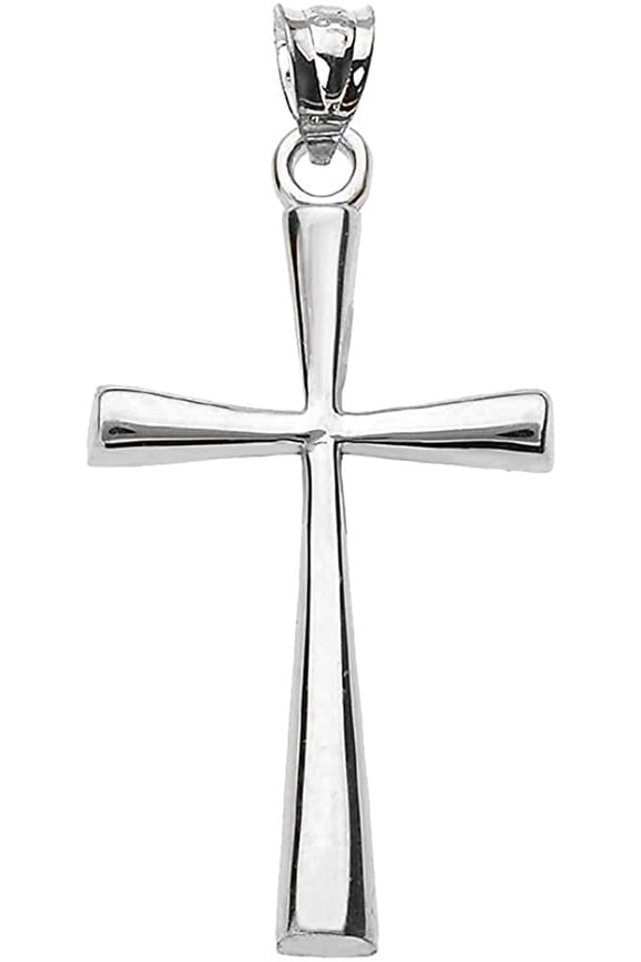 .925 Sterling Silver Simple Classic Flared Cross Pendant - 1.5" (Large)