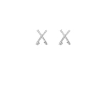 Men's Sterling Silver Cross Dangle Hoop Earrings - Iced Cz Stud With Drop Cross, Screw Backs