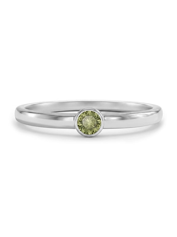 925 Sterling Silver Simulated Peridot Birthstone Ring For Young Girls Size 5