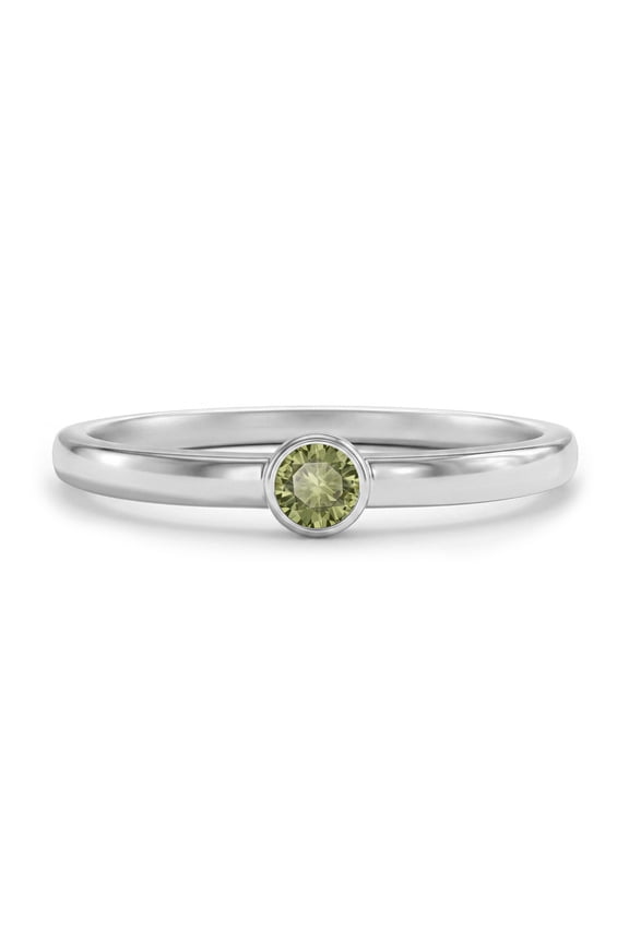 925 Sterling Silver Simulated Peridot Birthstone Ring For Young Girls Size 5