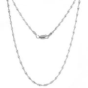 TRUST JEWELRY 925 Sterling Silver Singapore Twisted Chain Link Bracelet 4mm