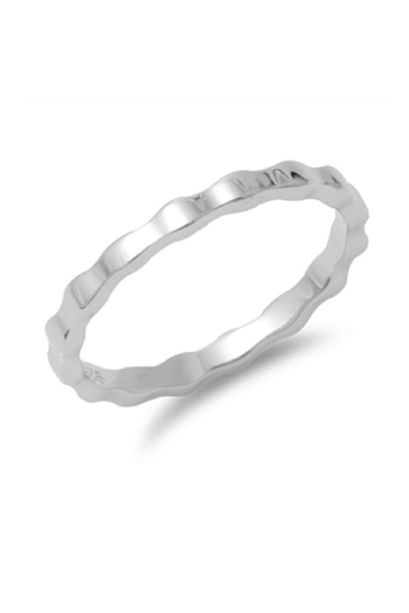 925 Sterling Silver Single Band Hammered Stackable Ring Size 7