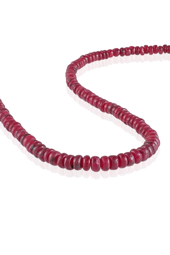 Ruby Beaded Necklace in 925 Sterling Silver for Women Handmade Natural Smooth Rondelle Gemstone Jewelry 18+2 Inch Adjustable Fit