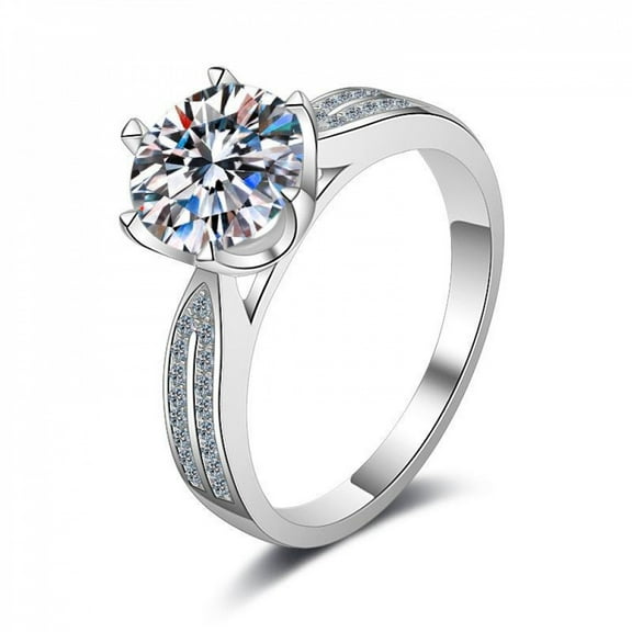 925 Sterling Silver Six-Prong Ring Eight Hearts Eight Arrows One Carat Moissanite Adjustable Ring For Women 2025 Engagement Rings Promise Wedding Jewelry Gift for Her