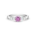 thumbnail image 1 of 925 Sterling Silver Size 4 Shiny Pink & Clear Round Cubic Zirconia Ring Bands, 1 of 8