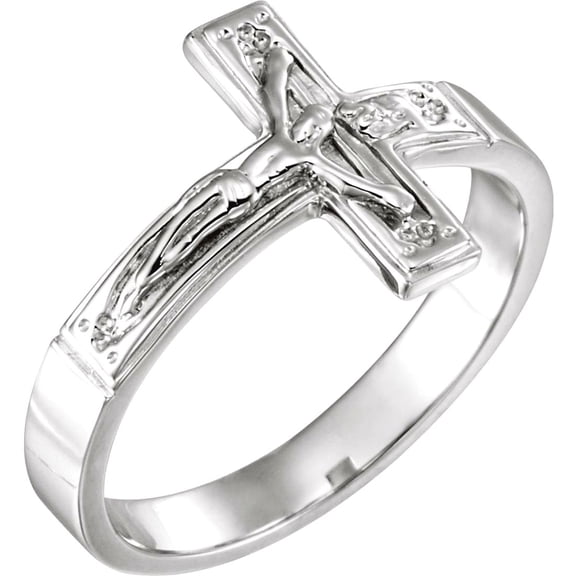 925 Sterling Silver Size 9 Gents Polished Crucifix Chastity Ring Ring for Women - 4.5 Grams