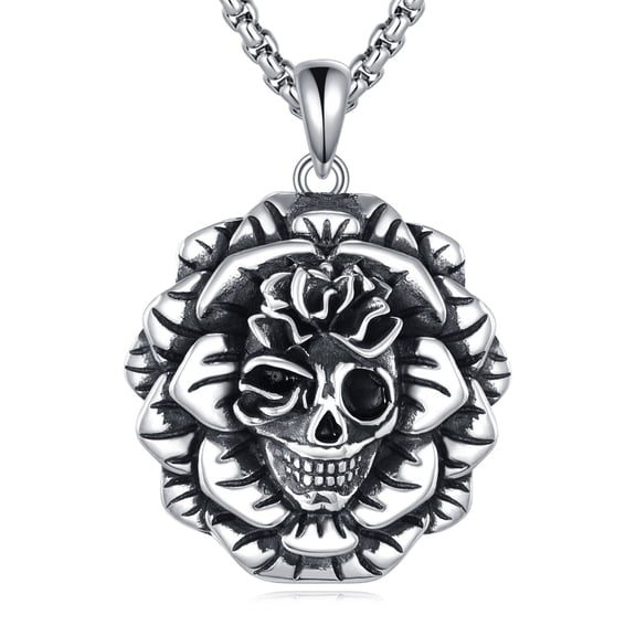925 Sterling Silver Skull Necklace Skull Gothic Jewelry for Goth Lovers Halloween Necklace for Men Women