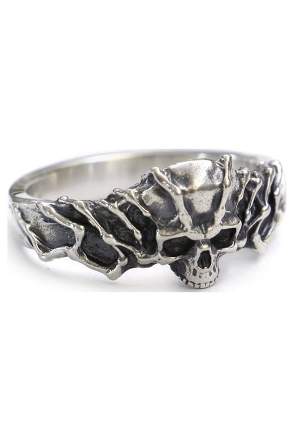 925 Sterling Silver Skull Ring Width 10mm Fashion Jewelry TA256 US Size 7