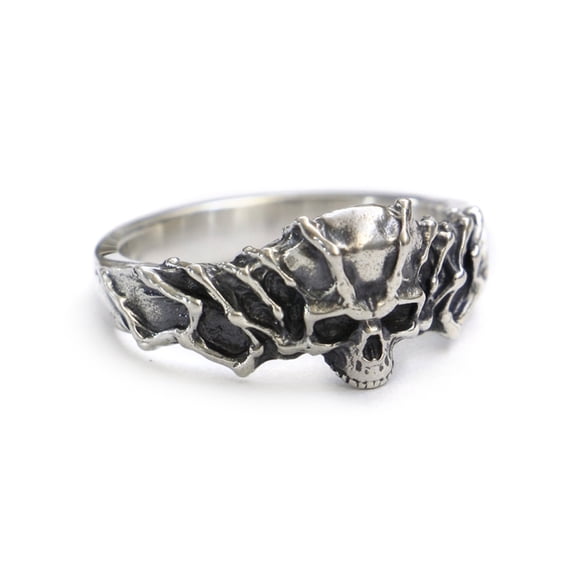 925 Sterling Silver Skull Ring Width 10mm Fashion Jewelry TA256 US Size 8.5