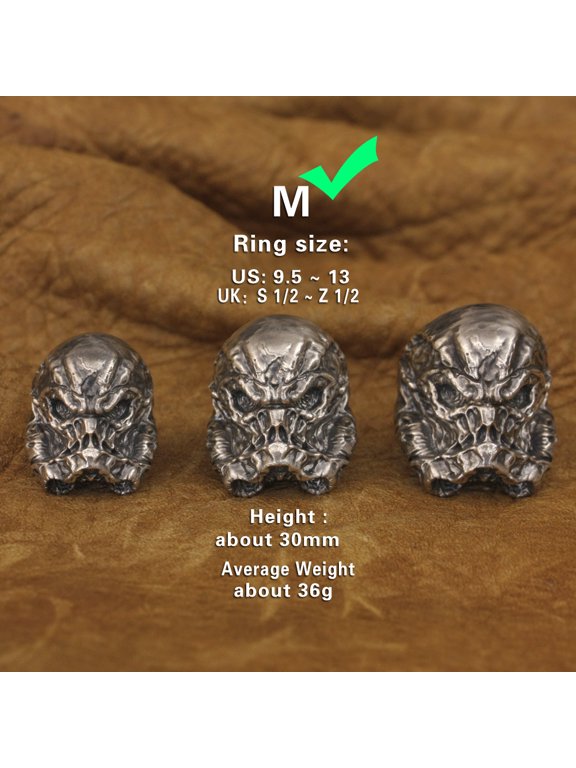 925 Sterling Silver Skull White Warrior Ring Biker Punk Jewelry TA314 Middle Model US Size 11
