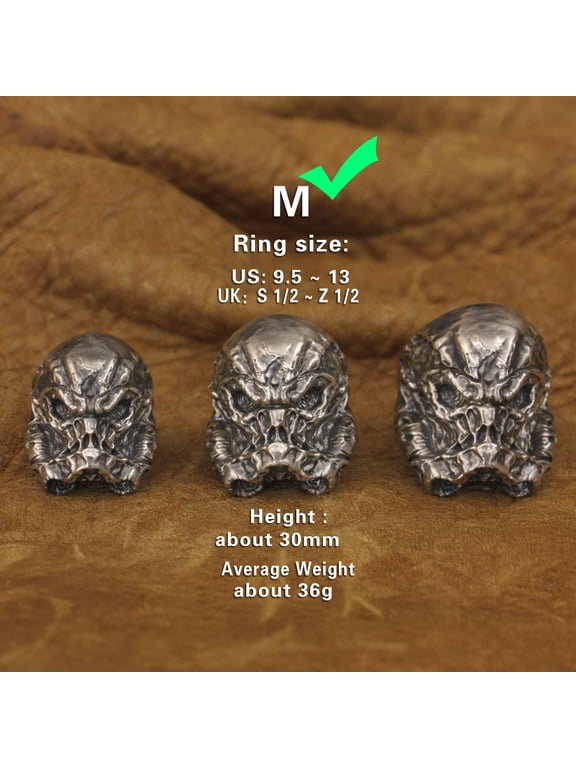 925 Sterling Silver Skull White Warrior Ring Biker Rock Punk Jewelry TA314 Middle Model US Size 10.5