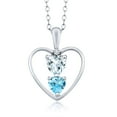 thumbnail image 1 of 925 Sterling Silver Sky Blue Aquamarine Swiss Blue Topaz and White Lab Grown Diamond Pendant Necklace for Women (0.75 Cttw, Gemstone March Birthstone, Heart 5MM and 4MM, with 18 inch Silver Chain), 1 of 3